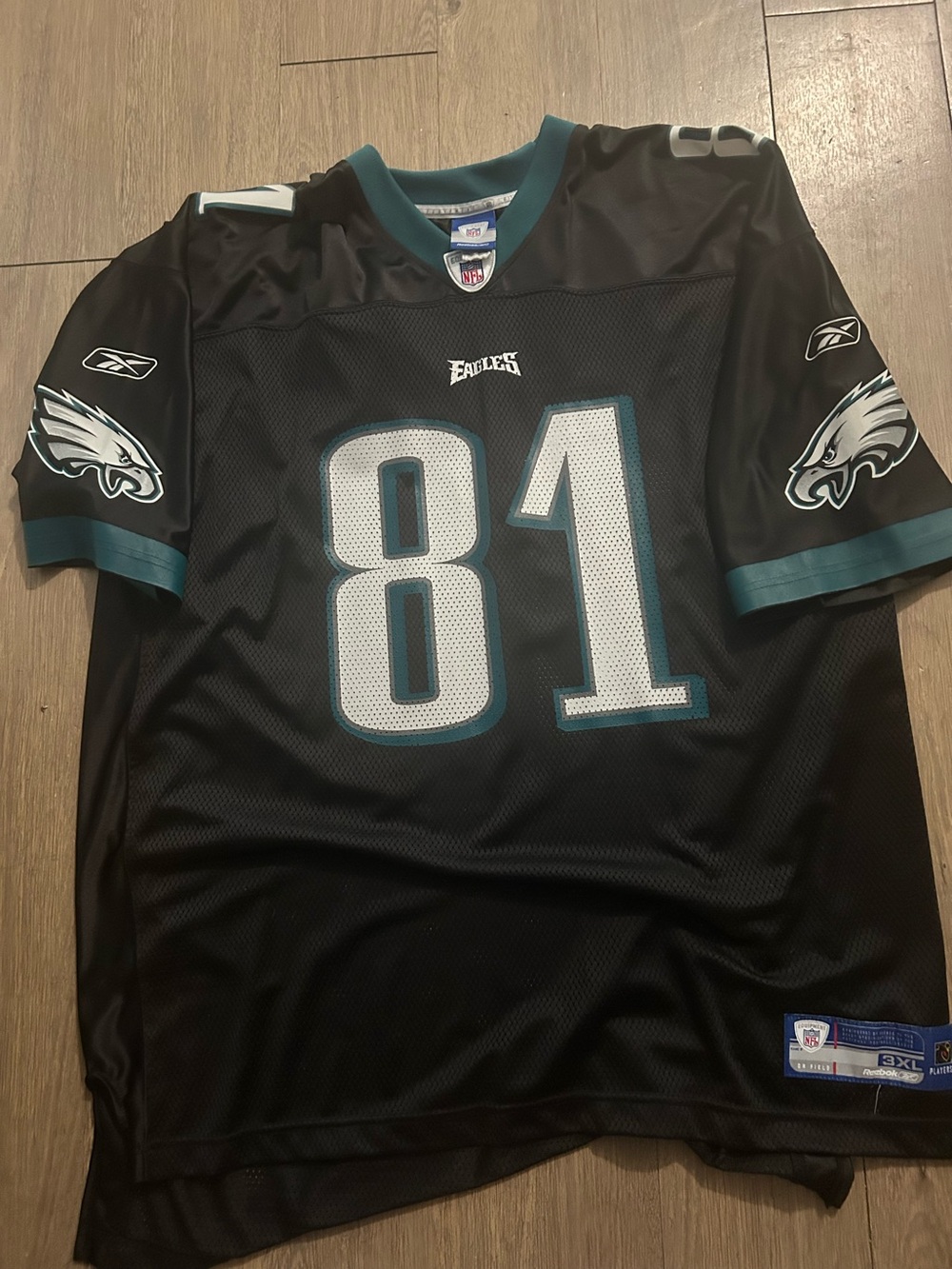Reebok Terrell Owen’s Philadelphia Eagles #81 Black and Teal Football Jersey